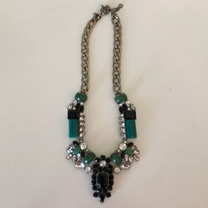J. Crew Statement Necklace, Green Black & Clear
